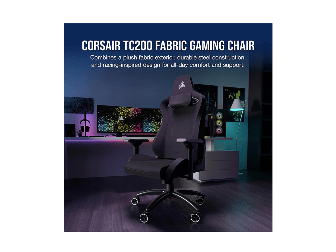 Corsair TC200 Gaming Chair - Soft Fabric – Black in Qatar Corsair TC200 Gaming Chair - Soft Fabric – Black in Qatar